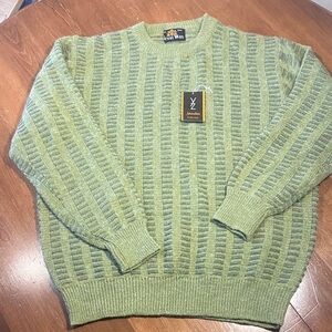 NWT Green Textured Crewneck Sweater Knitted Zen L High Quality